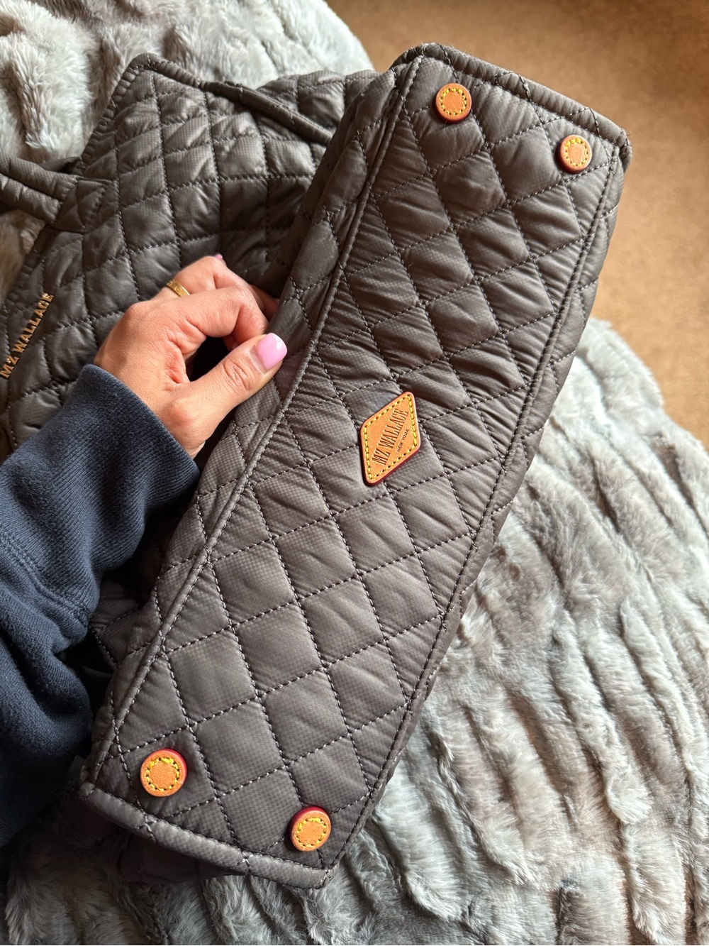 MZ Wallace Quilted Tote in Gray - Picture 6 of 8